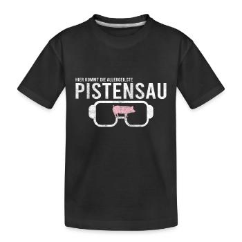Pistensau Skier Fun Shirt - Kids' Premium Organic T-Shirt - black - Front