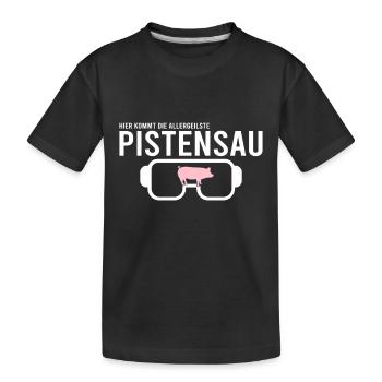 Pistensau Skier Fun - Kids' Premium Organic T-Shirt - black - Front