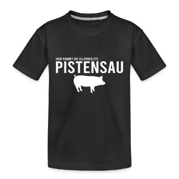 Pistensau Skier Fun - Kids' Premium Organic T-Shirt - black - Front