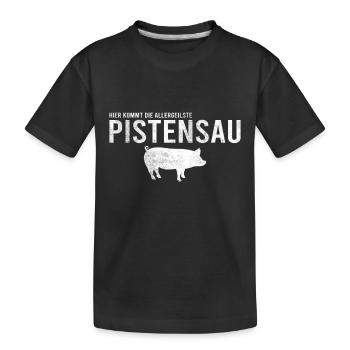 Pistensau Skier Fun - Kids' Premium Organic T-Shirt - black - Front