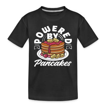 Powered by Pancakes Enjoyment - Kids' Premium Organic T-Shirt - black - Front
