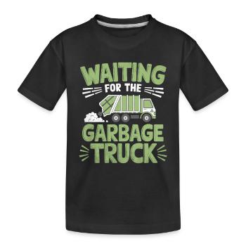 En attendant le collecteur de déchets du camion à ordures - T-shirt bio Premium Enfant - noir - Devant