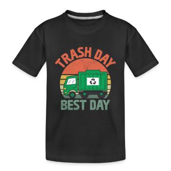 Retro Trash Day Best Day Trash Collector Garbage - Kids' Premium Organic T-Shirt - black - Front