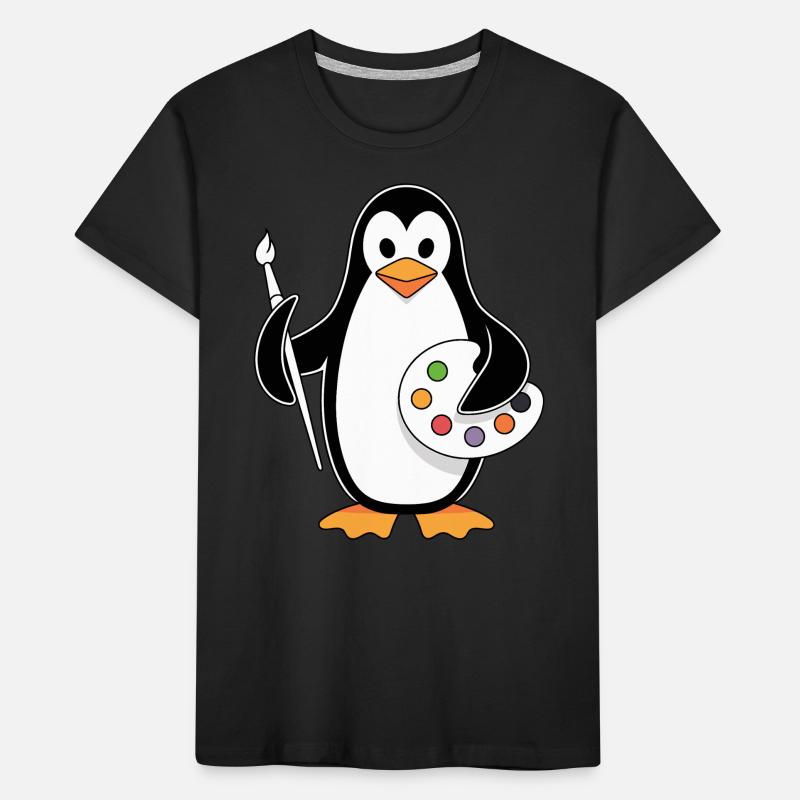 Creative Penguin Artist Fun Kids' Premium Organic T-Shirt