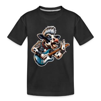 Kuh Rock and Roll Gitarrist - Kinder Premium Bio T-Shirt - Schwarz - Vorne