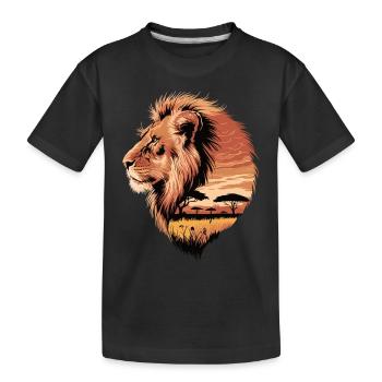 Majestic Lion – African Savannah - Kids' Premium Organic T-Shirt - black - Front