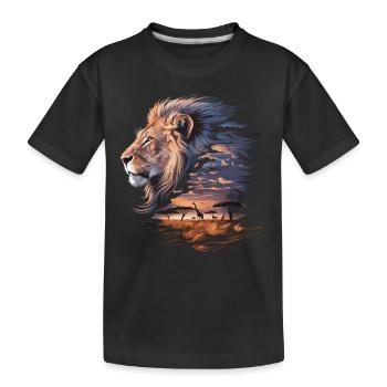 King of the Savannah – Epic Lion Art - Kids' Premium Organic T-Shirt - black - Front