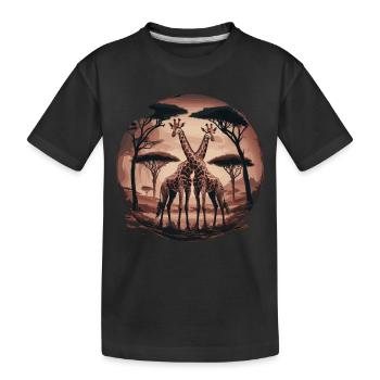 Deux girafes – Art safari surréaliste - T-shirt bio Premium Enfant - noir - Devant