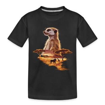 Erdmännchen in der Savanne – Afrikanische Wildlife - Kinder Premium Bio T-Shirt - Schwarz - Vorne