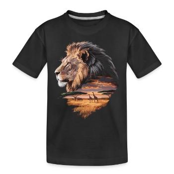 Majestic Lion – King of the Savannah - Kids' Premium Organic T-Shirt - black - Front