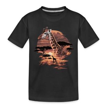 Giraffe in der Abendsonne – Afrikanische Savanne - Kinder Premium Bio T-Shirt - Schwarz - Vorne