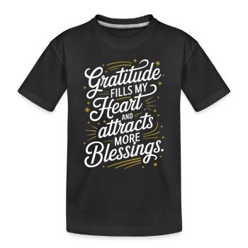 La gratitude remplit mon cœur et attire plus de bénédictions - T-shirt bio Premium Enfant - noir - Devant