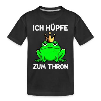 Karneval Frosch ICH HÜPFE ZUM THRON Lustiges - Kinder Premium Bio T-Shirt - Schwarz - Vorne
