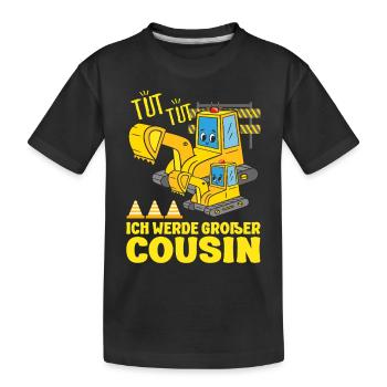 Ich Werde Großer Cousin 2026 Bagger bald Großer - Kinder Premium Bio T-Shirt - Schwarz - Vorne