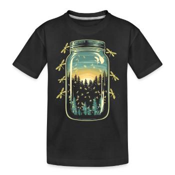 Magical forest fireflies - Kids' Premium Organic T-Shirt - black - Front