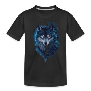 Mystischer Wolf – Schatten der Wildnis - Kinder Premium Bio T-Shirt - Schwarz - Vorne
