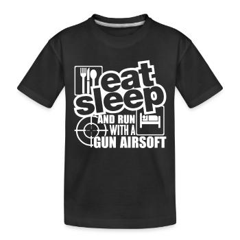 Airsoft Eat Sleep Run With Gun Airsoft - Kids' Premium Organic T-Shirt - black - Front