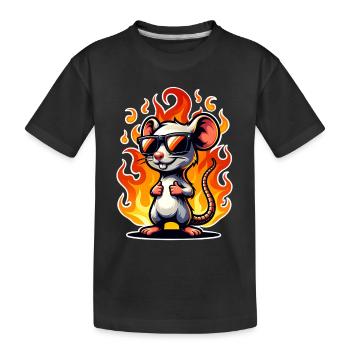 Mouse Flame - Kids' Premium Organic T-Shirt - black - Front