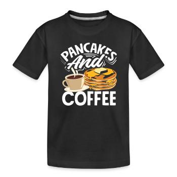 Pancakes and Coffee for Connoisseurs - Kids' Premium Organic T-Shirt - black - Front