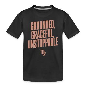 Jungfrau Charakter Sternzeichen: Geerdet, Anmutig, - Kinder Premium Bio T-Shirt - Schwarz - Vorne