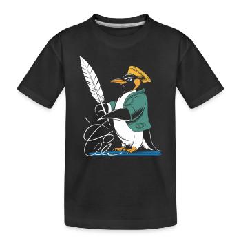 Calligraphie Pingouin Créativité avec Plume - T-shirt bio Premium Enfant - noir - Devant