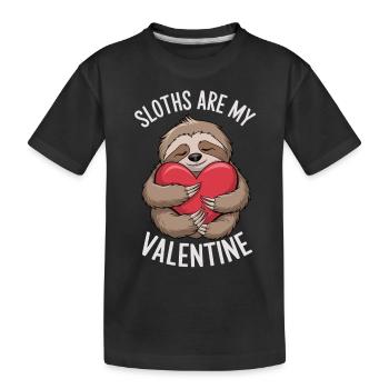 Faultier Liebe – Lustiges Valentinstags-Shirt - Kinder Premium Bio T-Shirt - Schwarz - Vorne