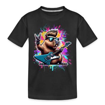 Capybara, guitariste de rock and roll - T-shirt bio Premium Enfant - noir - Devant
