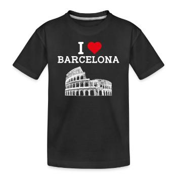 I Love Barcelona Spanien Cool Heart Flagge Kolosseum - Kinder Premium Bio T-Shirt - Schwarz - Vorne