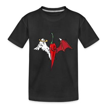 Chilly himmlisch scharf Pepperonie - Kinder Premium Bio T-Shirt - Schwarz - Vorne