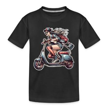 Motorroller Mofa Moped Roller - Kinder Premium Bio T-Shirt - Schwarz - Vorne