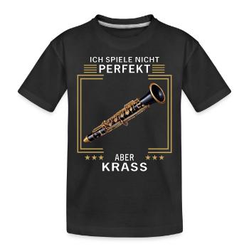 NICHT PERFEKT ABER KRASS KLARINETTE - Kinder Premium Bio T-Shirt - Schwarz - Vorne