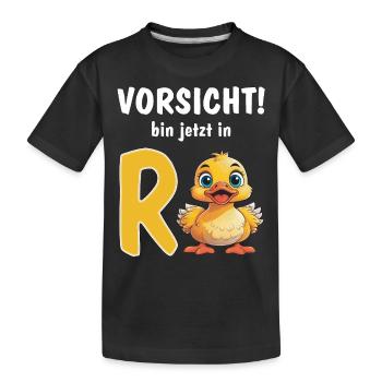 Vorsicht bin jetzt in Rente - Kinder Premium Bio T-Shirt - Schwarz - Vorne