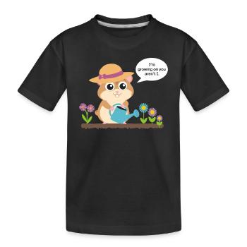Croissance du hamster avec arrosoir dans le jardin - T-shirt bio Premium Enfant - noir - Devant