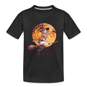 balai de sorcières hody avec belle sorcière - T-shirt bio Premium Enfant - noir - Devant
