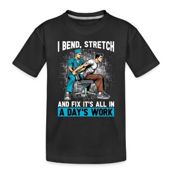 Physical Therapist I Bend Stretch Massage Therapy - Kids' Premium Organic T-Shirt - black - Front