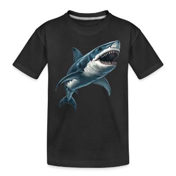 Haie Hai - Kinder Premium Bio T-Shirt - Schwarz - Vorne