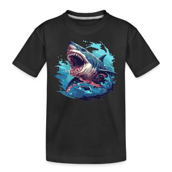 Haie Hai - Kinder Premium Bio T-Shirt - Schwarz - Vorne