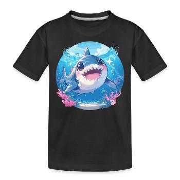 Haie Hai - Kinder Premium Bio T-Shirt - Schwarz - Vorne