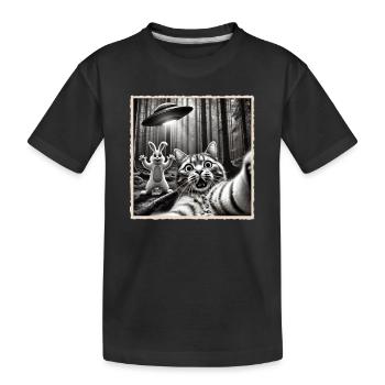 Pâques, Lapin de Pâques drôle, Lapin Selfie Fête de Pâques - T-shirt bio Premium Enfant - noir - Devant