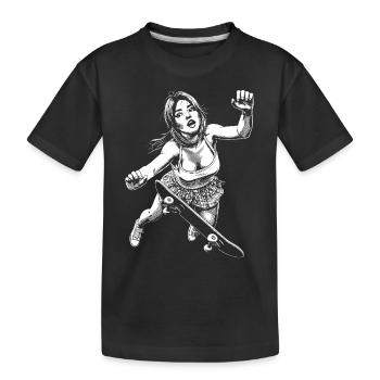 Skater in Fall – Dedication & Hardness Shirt - Kids' Premium Organic T-Shirt - black - Front