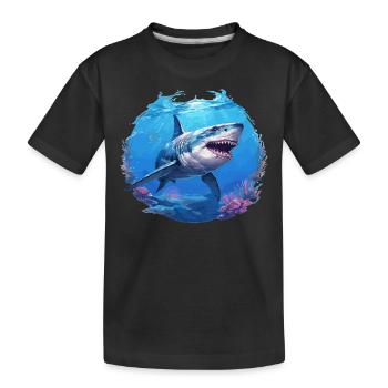Haie Hai - Kinder Premium Bio T-Shirt - Schwarz - Vorne