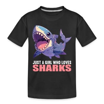 Haie Hai - Kinder Premium Bio T-Shirt - Schwarz - Vorne