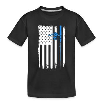 Flag Fishing Rod - Kids' Premium Organic T-Shirt - black - Front