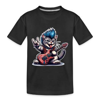 Cat Guitariste de Rock and Roll - T-shirt bio Premium Enfant - noir - Devant