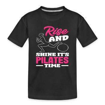 Pilates Zeit Aufstehen Und Glänzen - Kinder Premium Bio T-Shirt - Schwarz - Vorne