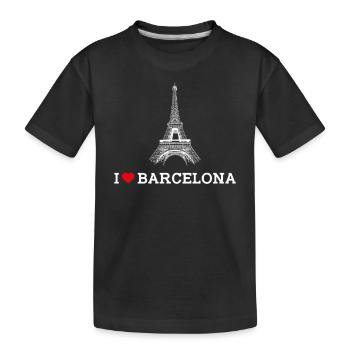 I love Barcelona Cool Heart Flagge Eiffelturm Spaß - Kinder Premium Bio T-Shirt - Schwarz - Vorne