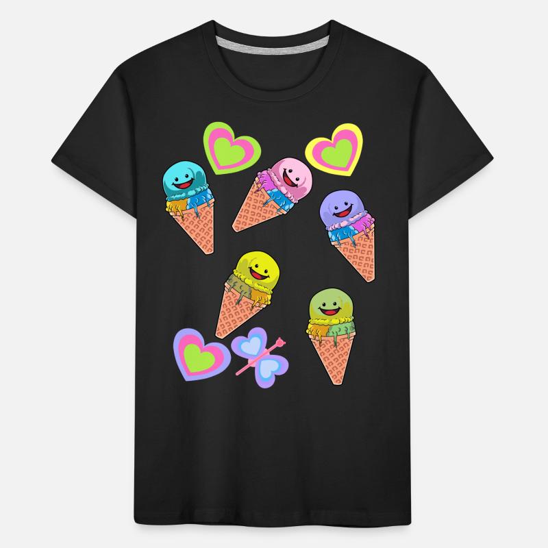Retro Eis Eiskreme Eiswaffel Kinder Kind Baby Kinder Premium Bio T-Shirt