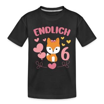 Enfin 6 ans fille anniversaire chemise renard - T-shirt bio Premium Enfant - noir - Devant