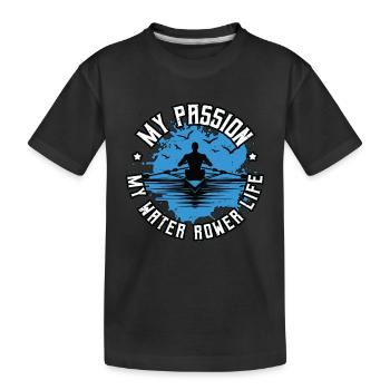 L’aviron aquatique Ma passion Mes sports nautiques Le canoë - T-shirt bio Premium Enfant - noir - Devant