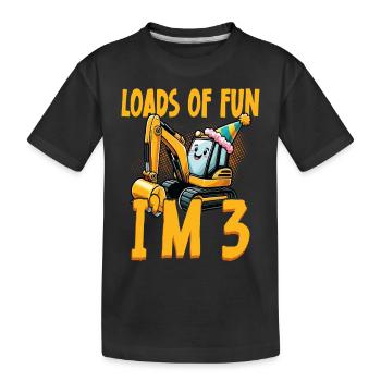 Lots of Fun I'm 3 Bagger Birthday - Kids' Premium Organic T-Shirt - black - Front